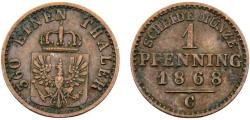 World Coins - Germany States Kingdom of Prussia Wilhelm I 1868 C 1 Pfenninge