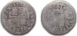 World Coins - Spain Kingdom 1731 M JF ½ Real - Felipe V (2nd type) Silver (.833) Madrid Mint 1.5g VF KM350.1