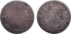 World Coins - Spain Kingdom Carlos III 1761 M JP 2 Reales 1st type 4.8g