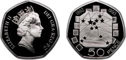 World Coins - Great Britain United Kingdom 1992 50 Pence - Elizabeth II (European Community; Silver Proof) Silver (.925) Royal Mint (Tower Hill) (26890) 13.58g PF KM 963a Sp H5