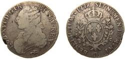 World Coins - France Kingdom 1778 D 1 Écu - Louis XVI Silver (.917) Lyon Mint (63000) 28.7g VF Dy royales 1708 GadR 356 KM 564 Ciani 2187