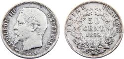 World Coins - France Second Empire Napoleon III 1858 A 50 Centimes