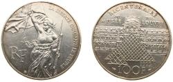 World Coins - France Fifth Republic 1993 100 Francs (Liberté de Delacroix) Silver (.900) (1832011) 15g UNC F 461 KM 1018.1 Gad 924