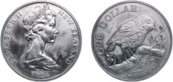 World Coins - New Zealand 1984 1 Dollar - Elizabeth II (2nd Portrait; Black Robin) Copper-nickel 28.28g UNC KM 54