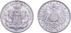 World Coins - Germany Free Hanseatic city of Hamburg 1903 J 2 Mark Silver (.900) Hamburg Mint (817215) 11.09g AU  KM 612 AKS 48 J 63