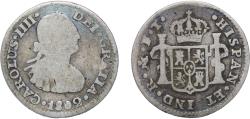 World Coins - Mexico Spanish colony 1802 FT ½ Real - Carlos IV Silver (.903) Mexico City Mint 1.57g VF KM 72