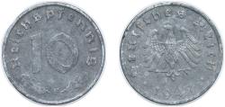 World Coins - Germany Germany - 1871-1948 1947 F 10 Reichspfennig (Allied Occupation) Zinc Staatliche Münze Baden-Württemberg Mint (1268993) 3.5g XF KM A104 AKS 95 J 375 Schön DM 98