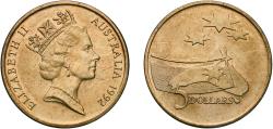 World Coins - Australia 1992 5 Dollars - Elizabeth II (3rd Portrait - International Year of Space) Aluminium bronze (92% Copper, 6% Aluminium, 2% Nickel) Royal Australian Mint (239555) 27.95g B