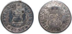 World Coins - Mexico Spanish colony 1737 MF 1 Real - Felipe V Silver (.917) Mexico City Mint 3.16g F Mount Removed  KM 75