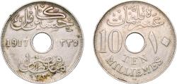 World Coins - Egypt 1917 (AH1335) KN 10 Milliemes - Hussein Kamel Copper-nickel (4000000) 6.06g AU  KM 316 Schön 28