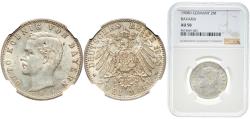 World Coins - Germany Kingdom of Bavaria Second Empire 1908 D 2 Mark - Otto Silver (.900) Munich Mint (632700) 11.11g NGC AU 58  KM 913 AKS 204 J 45