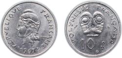 World Coins - French Polynesia 1967 10 Francs (without IEOM) Nickel (1000000) 6g UNC KM 5 Schön 9 Lec 68