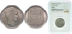 World Coins - France Fourth Republic 1947 10 Francs (Large head) Copper-nickel Paris Mint (41627000) 7g NGC MS 63  Franc 2014 361 Franc 2014 361A Gad 1789 810 KM 908