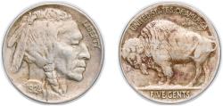 Us Coins - United States Federal republic 1924 5 Cents "Buffalo Nickel" (flat ground) Copper-nickel (21620000) 5g XF KM 134 Schön 132
