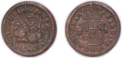 World Coins - Spain Kingdom 1747 1 Maravedi - Ferdinand VI (Segovia mint) Copper Segovia Mint 1.12g XF KM 368