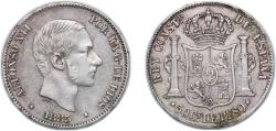 World Coins - Philippines Spanish colony 1885 50 Centavos - Alfonso XII Silver (.835) Manila Mint (22721818) 12.95g XF KM 150