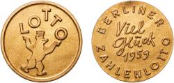 World Coins - Germany Federal Republic 1959 Berliner Lotto token - Berliner Zahlenlotto Plastic 1.06g UNC