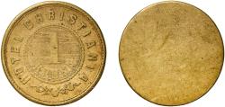 World Coins - Norway Late 19th century Token - 1 Krona Oslo Hotel Christiania Brass 3.21g XF