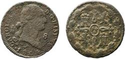 World Coins - Spain Kingdom 1802 8 Maravedis - Carlos IV Copper Segovia Mint 10.6g VF  KM 428