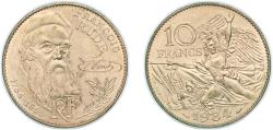 World Coins - France Fifth Republic 1984 10 Francs (François Rude) Copper-aluminium-nickel 9.93g UNC F 369 KM 954 Schön 247 Gad 818
