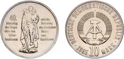 World Coins - Germany German Democratic Republic Democratic republic 1985 A 10 Mark (Liberation from Fascism - Pattern) Copper-nickel Berlin Mint (50) 12.13g UNC