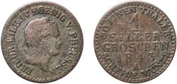 World Coins - Germany Kingdom of Prussia 1843 A 1 Silbergroschen - Frederick William IV Billon (.222 silver) Berlin Mint 1.96g VF  AKS 85 Olding FR 321, 325 Jaeg 9 Pr 66 KM 435 Neum Pruss/Kön 1