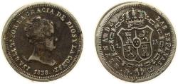 World Coins - Spain Kingdom 1838 M CL 1 Real - Isabel II (1st portrait) Silver (.812) Madrid Mint 1.5g VF Rim Damage KM 518.1
