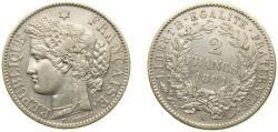 World Coins - France Third Republic 1881 A 2 Francs (Reverse Legend) Silver (.835) Paris Mint (1014000) 10g XF KM 817.1 Gad 530 F 265