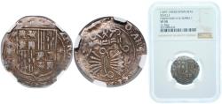 World Coins - Spain Catholic Kings (1474-1504) ND (1497 - 1504) S 1 Real - Ferdinand V and Isabella I Silver (.931) Seville Mint 3.4g NGC VF 30