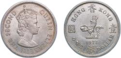World Coins - China Hong Kong British colony 1972 1 Dollar - Elizabeth II (1st portrait) Copper-nickel (75% Copper, 25% Nickel) Heaton and Sons / The Mint Birmingham Limited (20000000) 11.73g U