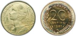 World Coins - France Fifth Republic 1980 20 Centimes Copper-aluminium-nickel (20010011) 3.99g UNC F 156 Gad 332 Schön 230 KM 930