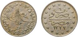 World Coins - Egypt Arab Republic of Egypt AH 1327 (1913) H	 1 Qirsh - Mehmed V Copper-nickel (75% Copper, 25% Nickel) Heaton and Sons / The Mint Birmingham Limited (2500000) 5.58g XF  KM 306