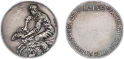 World Coins - France Republic ND Medal - comité national interprofessionnel de La Laine Silver plated bronze 45.28g UNC