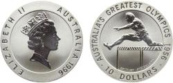 World Coins - Australia Commonwealth Elizabeth II 1996 10 Dollars 3rd portrait, Australia`s Greatest Olympics 1956, Shirley Strickland