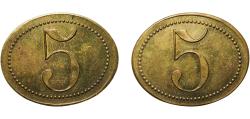 World Coins - France Republic ND Jeton - 5 Brass 3.99g UNC