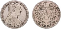 World Coins - Austria ND ¨1780¨ 1 Thaler - Maria Theresia (Restrike) Silver (.833) 27.74g VF  KM T1 Y 55 Gigante 2
