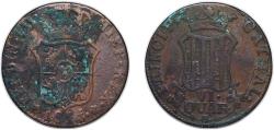 World Coins - Spain Principality of Catalonia Spanish states 1814 6 Quartos (VI QUAR) Copper Barcelona Mint 13.8g VF KM 116