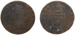 World Coins - France Kingdom 1780 W 1 Sol - Louis XVI Copper Lille Mint (1425820) 10.64g VF Dy royales 1714 KM 578 GadR 350 Ciani 2194