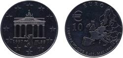 World Coins - Germany Federal Republic 1997 10 Euro (Europawoche 1997 in Berlin) Nickel plated steel (100000) 11.97g BU  X 9 Stein 9