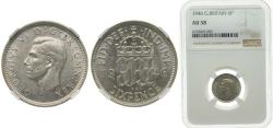 World Coins - Great Britain United Kingdom 1946 6 Pence - George VI (1st coinage) Silver (.500) (43466400) 2.83g NGC AU 58 KM 852 Sp 4084