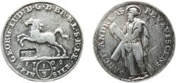 World Coins - Germany Brunswick-Lüneburg-Calenberg-Hannover "1702"(1988) ⅓ Thaler - George Louis (Modern Restrike) White Metal  10.65g VF