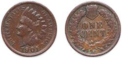 Us Coins - United States Federal republic 1901 1 Cent "Indian Head Cent" Bronze (.950 copper, .050 tin and zinc) (79609158) 3.11g VF KM 90a Schön 117a