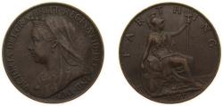 World Coins - Great Britain United Kingdom 1897 1 Farthing - Victoria (4th portrait) Bronze (95% Cu, 4% Sn, 1% Zn) (4579800) 2.83g XF KM 788 Sp 3963 Sp 3964