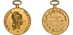 World Coins - France Third Republic 1884 Medal - Elections Municipales Bronze gilde 31.48g AU