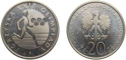 World Coins - Poland People's Republic 1980 WM 20 Złotych (1980 Summer Olympics) Copper-nickel Warsaw mint (5000) 10.15g PF Y108 Par252 Fischer PoOB077