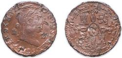 World Coins - Spain Kingdom 1825 2 Maravedis - Fernando VII (Segovia) Copper Segovia Mint 2.6g XF Damage KM 487