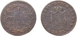 World Coins - Germany Grand Duchy of Baden German states 1815 1 Kreuzer - Charles II Louis Frederick Copper Mannheim Mint (489680) 4.75g F Wielandt Bad. 824