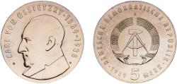 World Coins - Germany German Democratic Republic Democratic republic 1989 A 5 Mark (Carl von Ossietzky) Nickel brass Berlin Mint (50400) 12.32g UNC KM 131