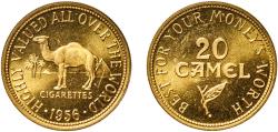 Us Coins - United States Federal republic 1956 Token - Camel cigarettes (20 Camel) Brass 8.53g UNC
