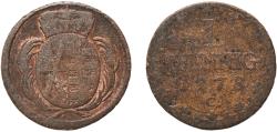 World Coins - Germany Electorate of Saxony (Albertinian Line) Holy Roman Empire 1778 1 Pfennig - Frederick August III Copper Dresden Mint 2.58g VF  Kahnt SM 1143 KM 1000 Buck 136 Schön DM 228 K